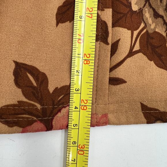 Rose Printed Button Up Shirt Long Sleeves Brown White Stage Top - Picture 7 of 9